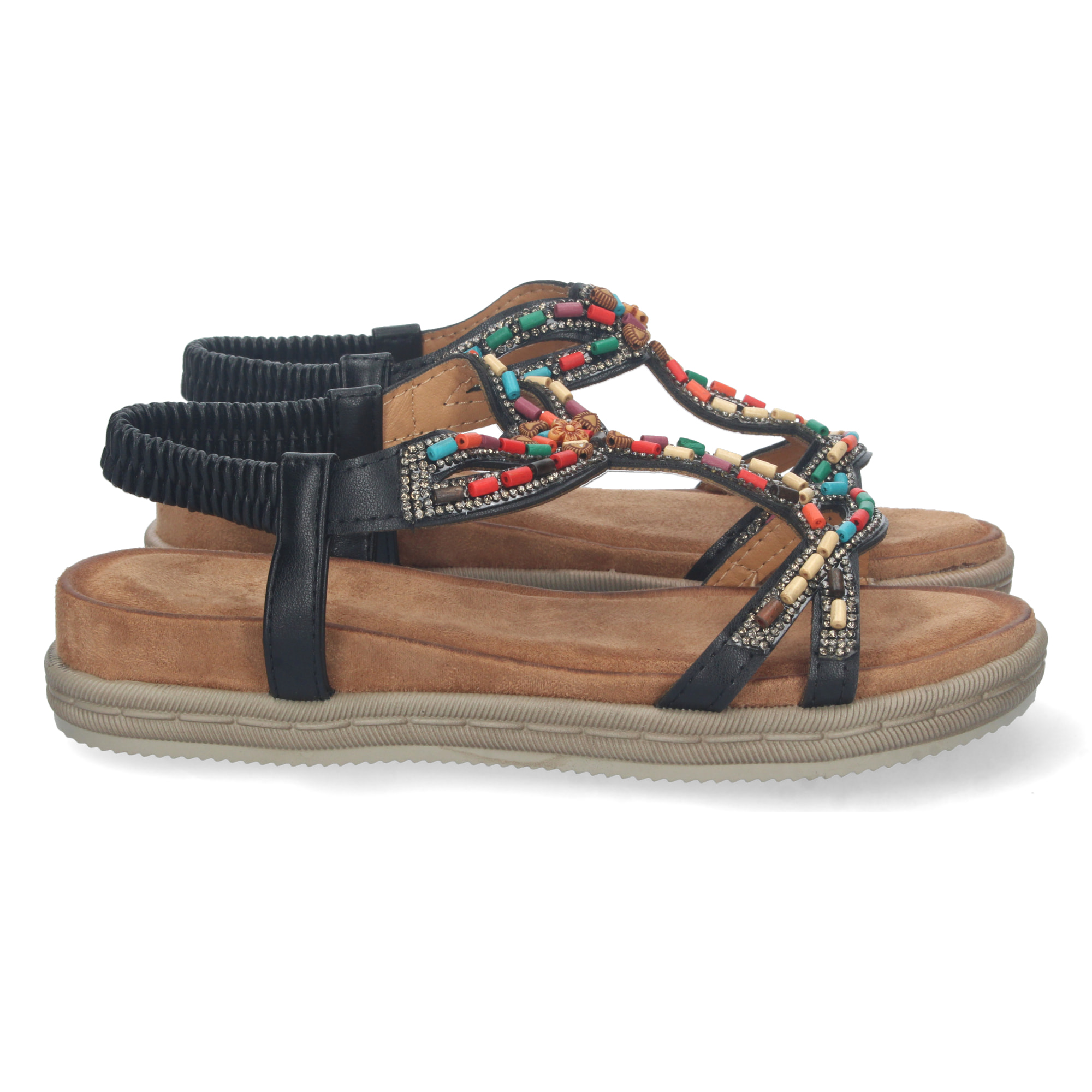 Sandalia Plana con Detalles y Elastico