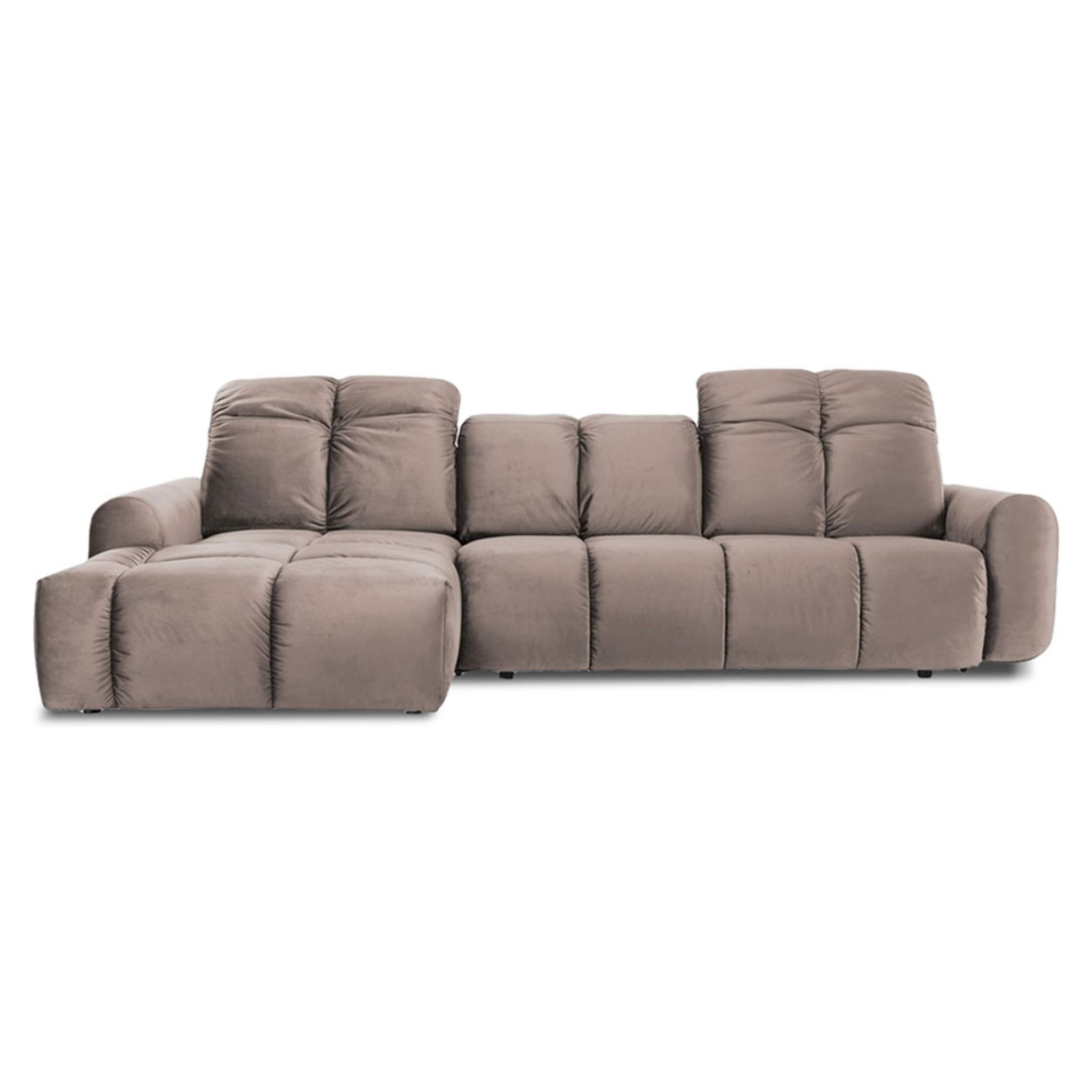Canapé d'Angle Gauche Velours Anacapri, 3 Places, Repose-têtes Ajustables, Style Contemporain