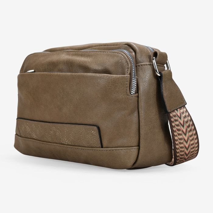 Bolso bandolera visón con asa étnica