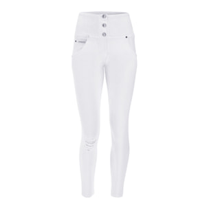 Pantaloni push up WR.UP® 7/8 vita alta con bottoni in tessuto navetta con strappi