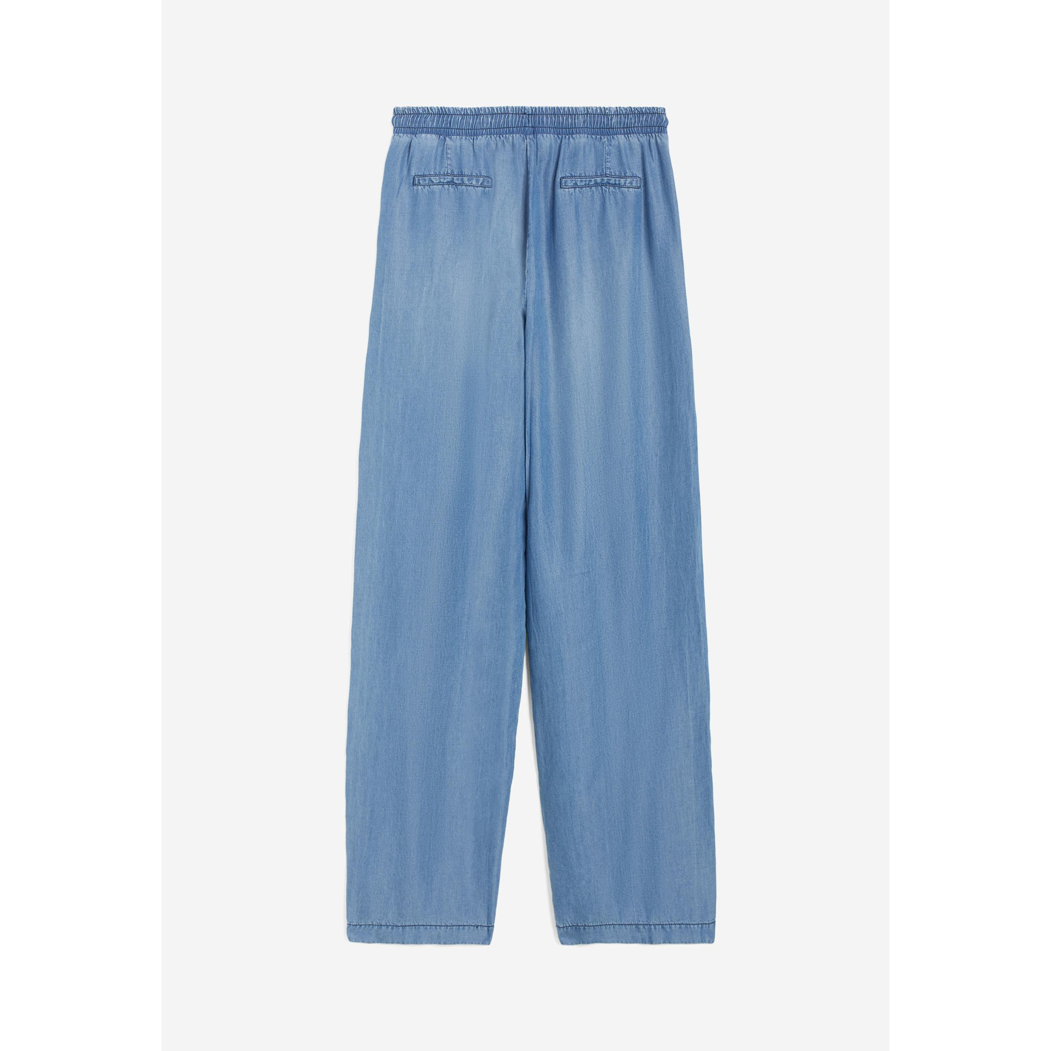 Pantaloni gamba ampia in tessuto chambray effetto denim