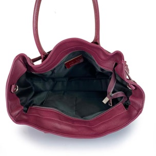 Borsa Donna in vera pelle Made in Italy colore Bordeaux dimensioni cm 28 x 38 x 15