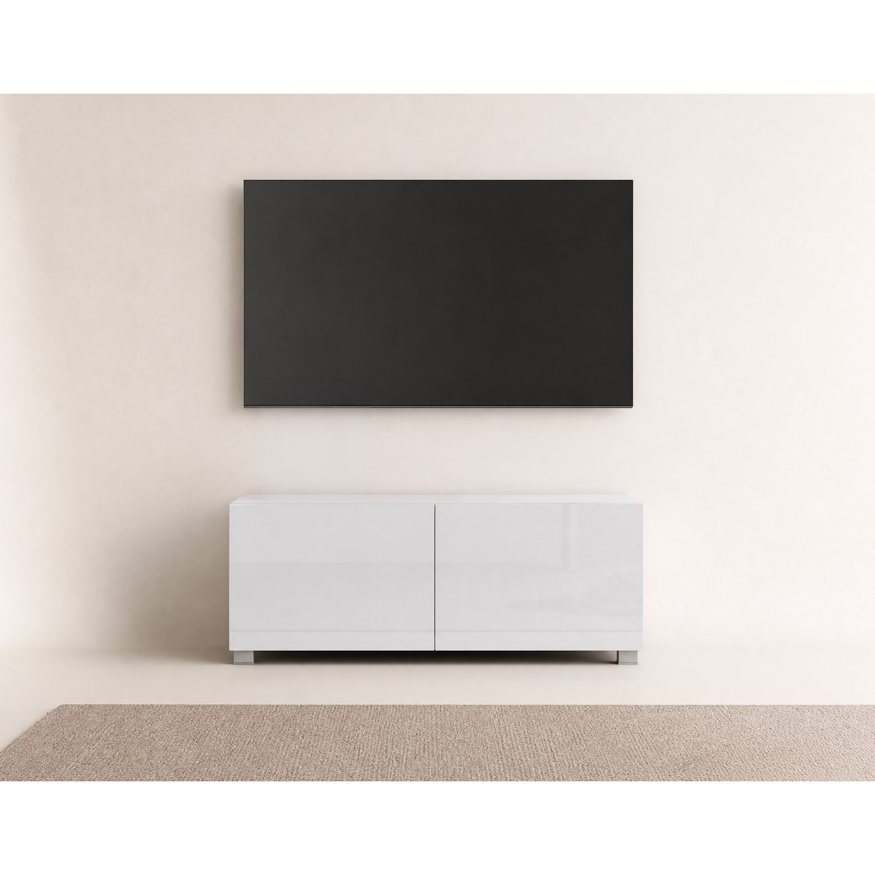 Alix - meuble tv modulable 100 cm - 2 portes - Blanc