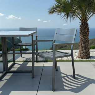 Chaise de jardin avec accoudoirs en aluminium gris ardoise (lot de 2) STOCKHOLM