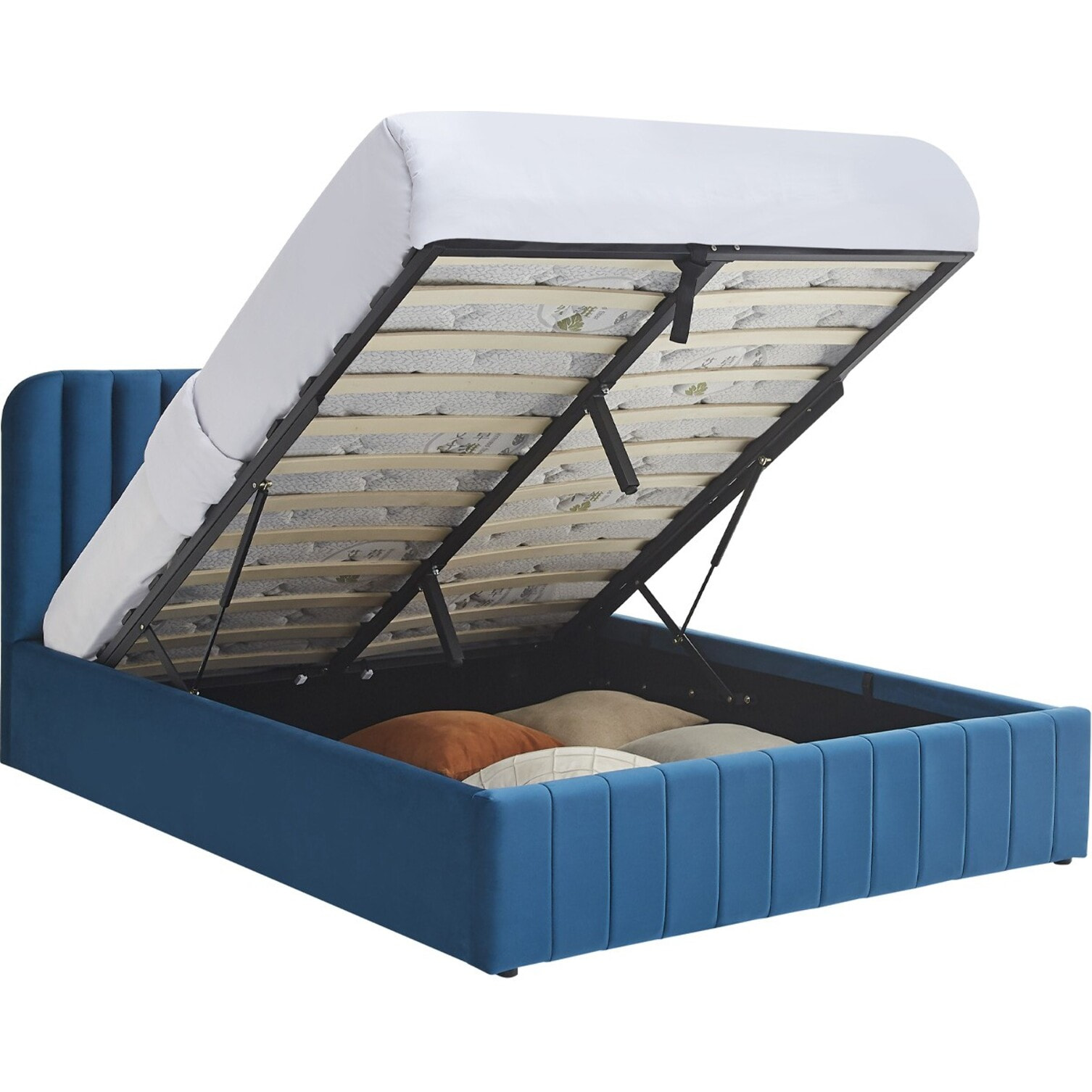 Lit coffre avec tête de lit en velours - AVA