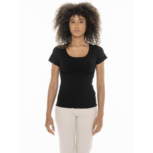 T-shirt da donna in costina elasticizzata Leone Chic Gold