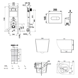 Pack WC bâti-support + WC suspendu sans bride Ceramia PixL avec abattant SoftClose + plaque (ROCEPXWT02-FR)