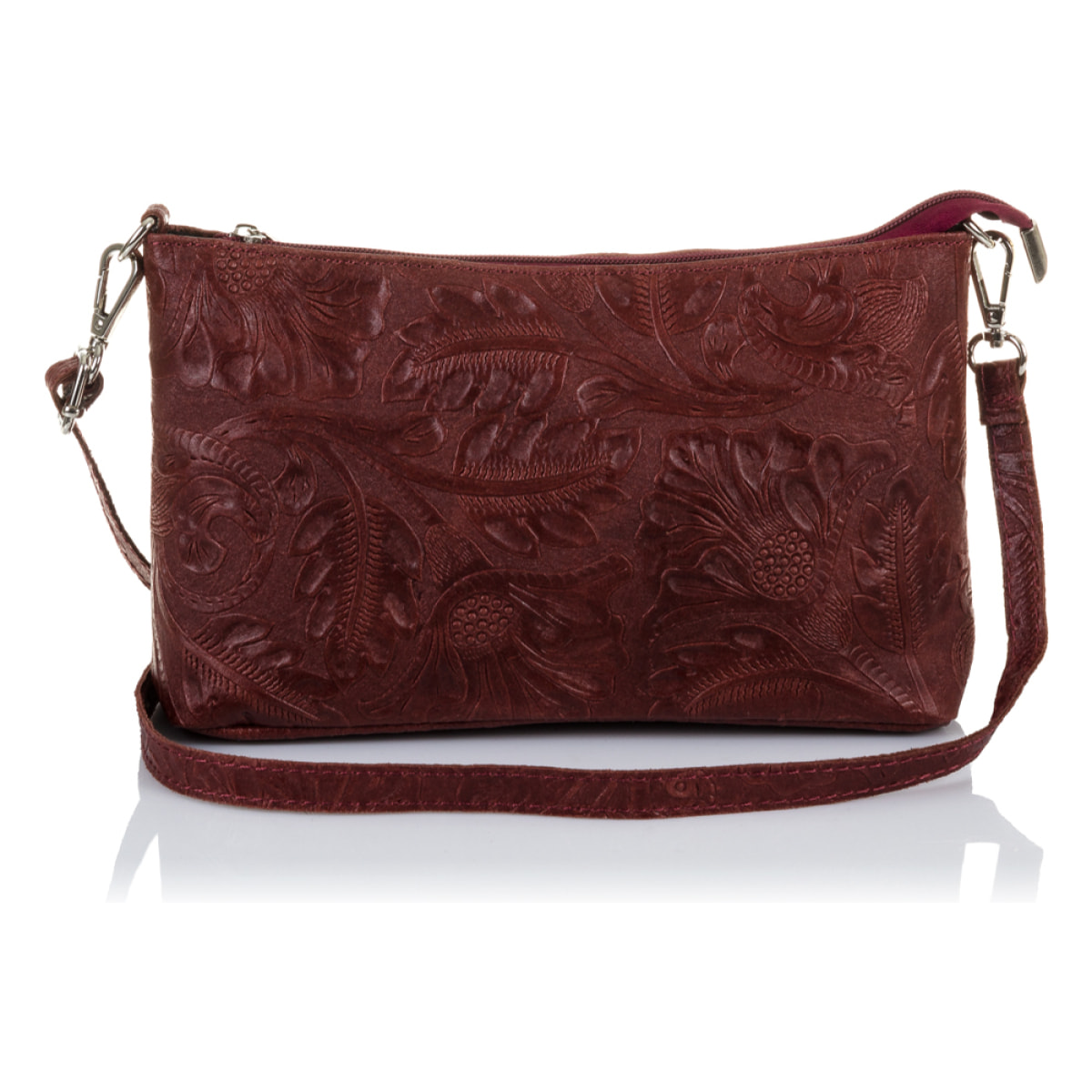 Martia Bolso bandolera Mujer.Piel auténtica Gamuza Grabado Arabesco