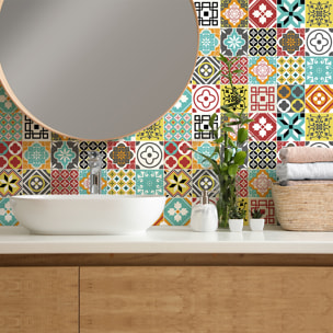 Stickers muraux - Sticker Mural Carrelage adhésif Cuisine Salle de Bain - 24 STICKERS CARRELAGES MONTENSINOS
