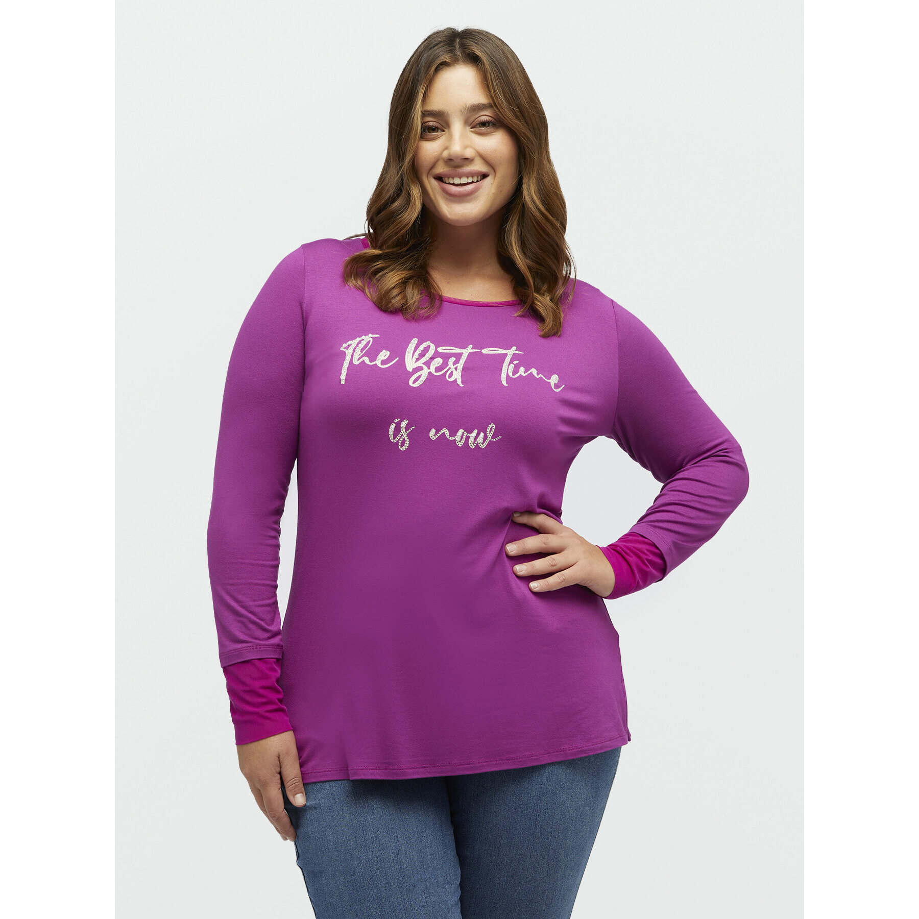 Fiorella Rubino - Camiseta con texto de viscosa LENZING™ ECOVERO™ - Fuchsia