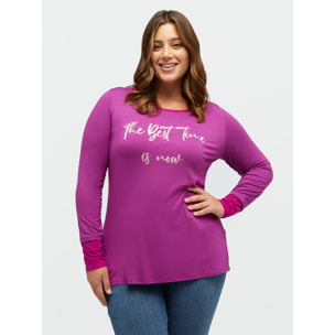 Fiorella Rubino - Camiseta con texto de viscosa LENZING™ ECOVERO™ - Fuchsia