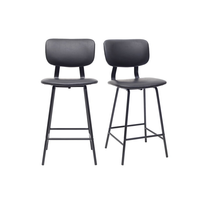 Tabourets de bar vintage noir avec pieds métal 65cm (lot de 2) LAB