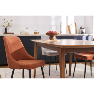 Chaises design en tissu effet velours texturé terre brûlée et métal noir (lot de 2) CULT