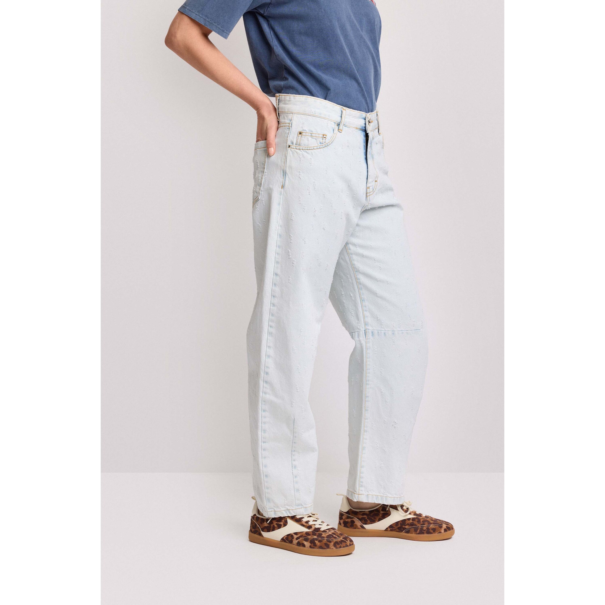 Kocca - Pantaloni wide leg con zip e bottone Donna, Denim
