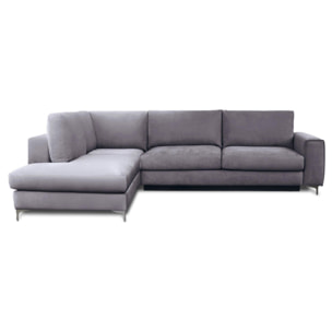 Canapé d'Angle Gauche Velours Fiesole, 3 Places, Couchage Intégré, Coffre de Rangement, Housse Déhoussable