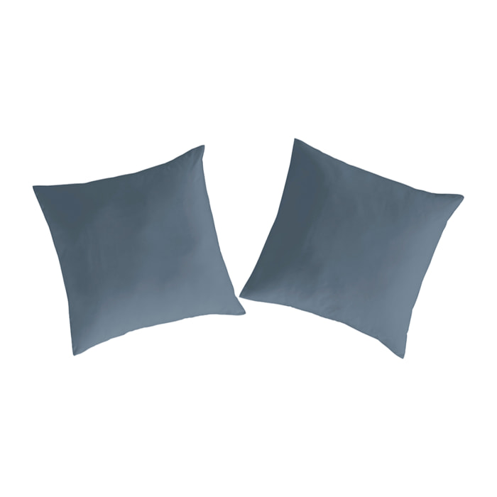2 Taies d'oreiller PURE en coton percale - denim -
