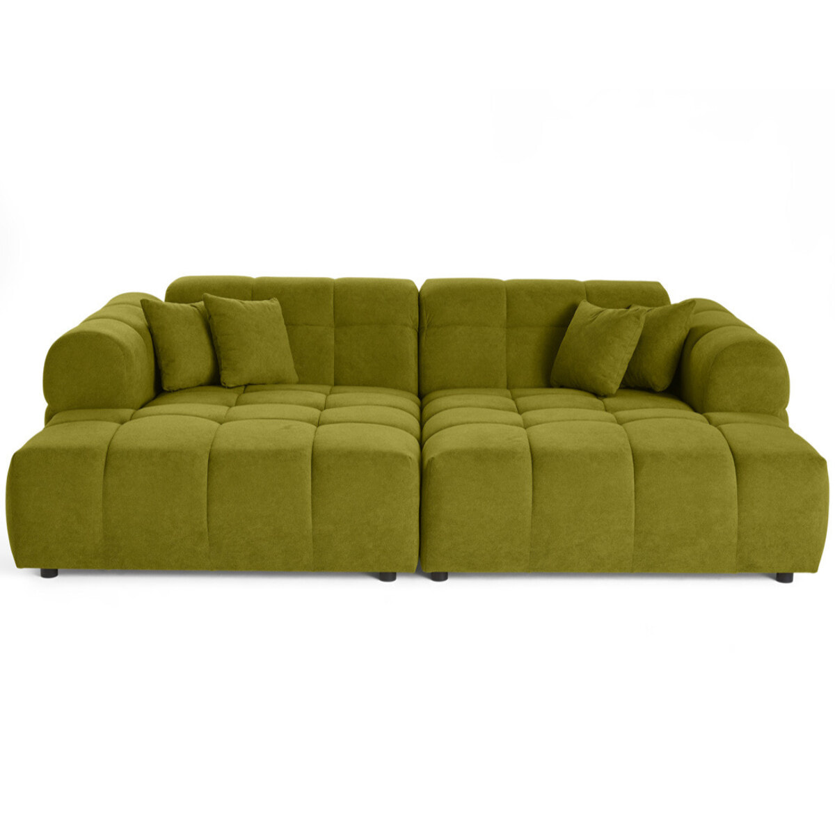 Ray - canapé droit 4 places avec double méridienne - assise profonde - en tissu texturé - Vert