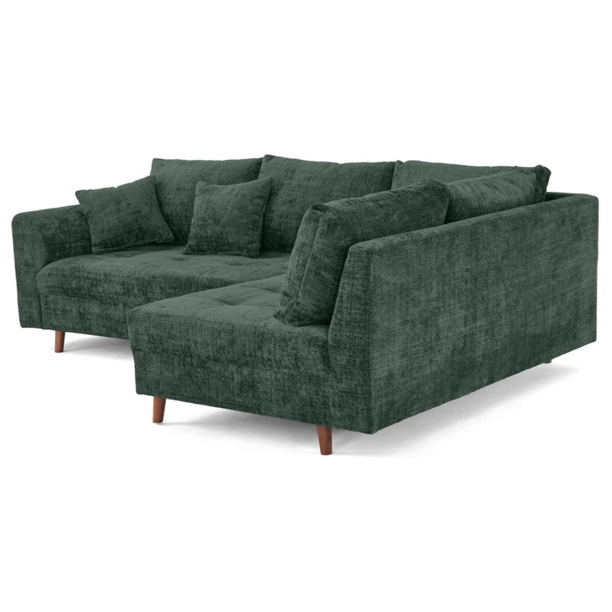 Rune - canapé d'angle droit 4 places en velours texturé - Vert