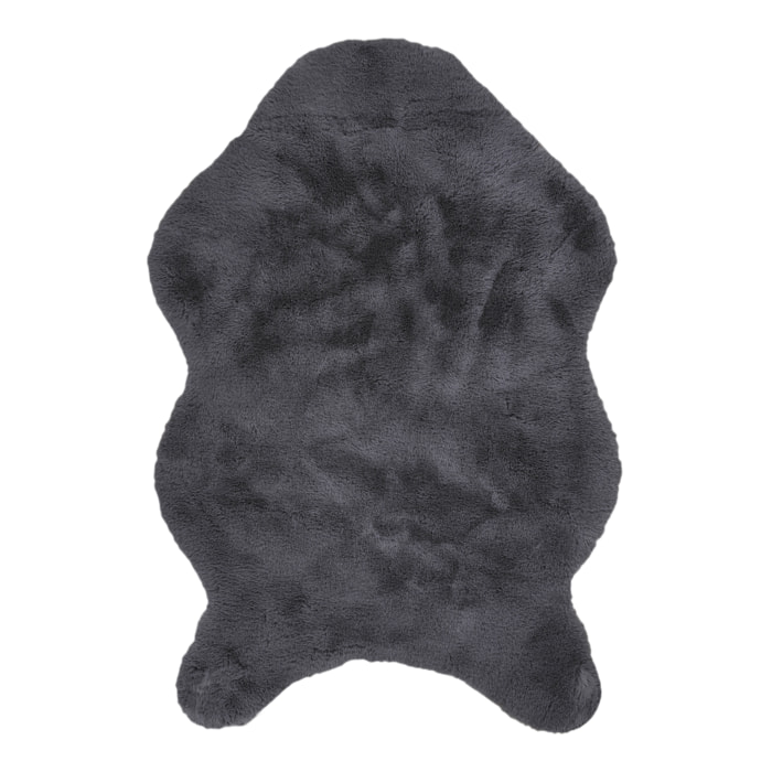 Tapis Imitation Fourrure Poil Fin Gris 60x90cm