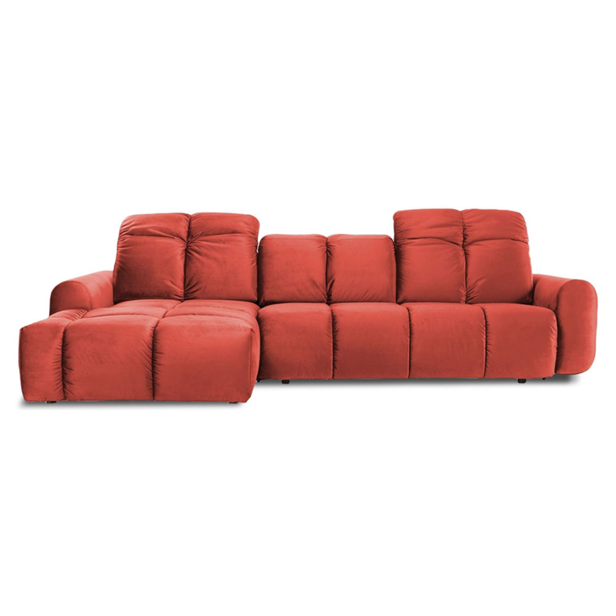Canapé d'Angle Gauche Velours Anacapri, 3 Places, Repose-têtes Ajustables, Style Contemporain
