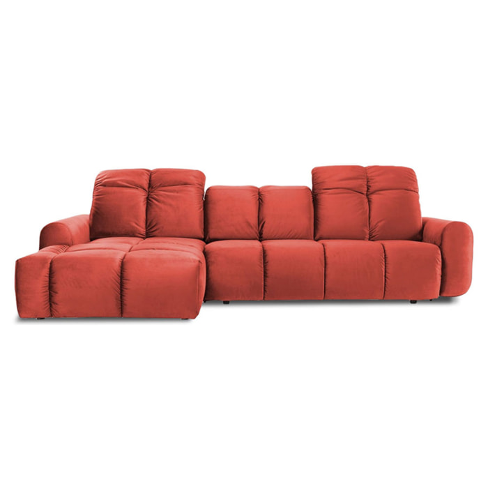 Canapé d'Angle Gauche Velours Anacapri, 3 Places, Repose-têtes Ajustables, Style Contemporain