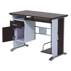 Bureau informatique design 100L x 52l x 75h cm brun noir et blanc