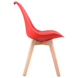 Lot de 4 chaises scandinaves NORA rouge avec coussin