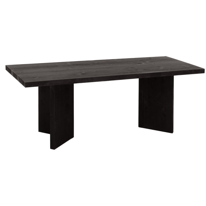 Mesa de centro de madera maciza en tono negro de 120x55 cm Alto: 40 Largo: 120 Ancho: 55