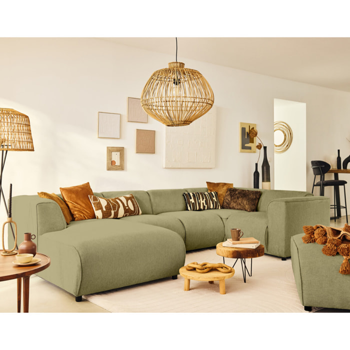 Suaro - Module d'angle réversible en tissu texturé - Vert sauge