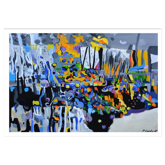 Affiche abstraite champs de bleuet Affiche seule