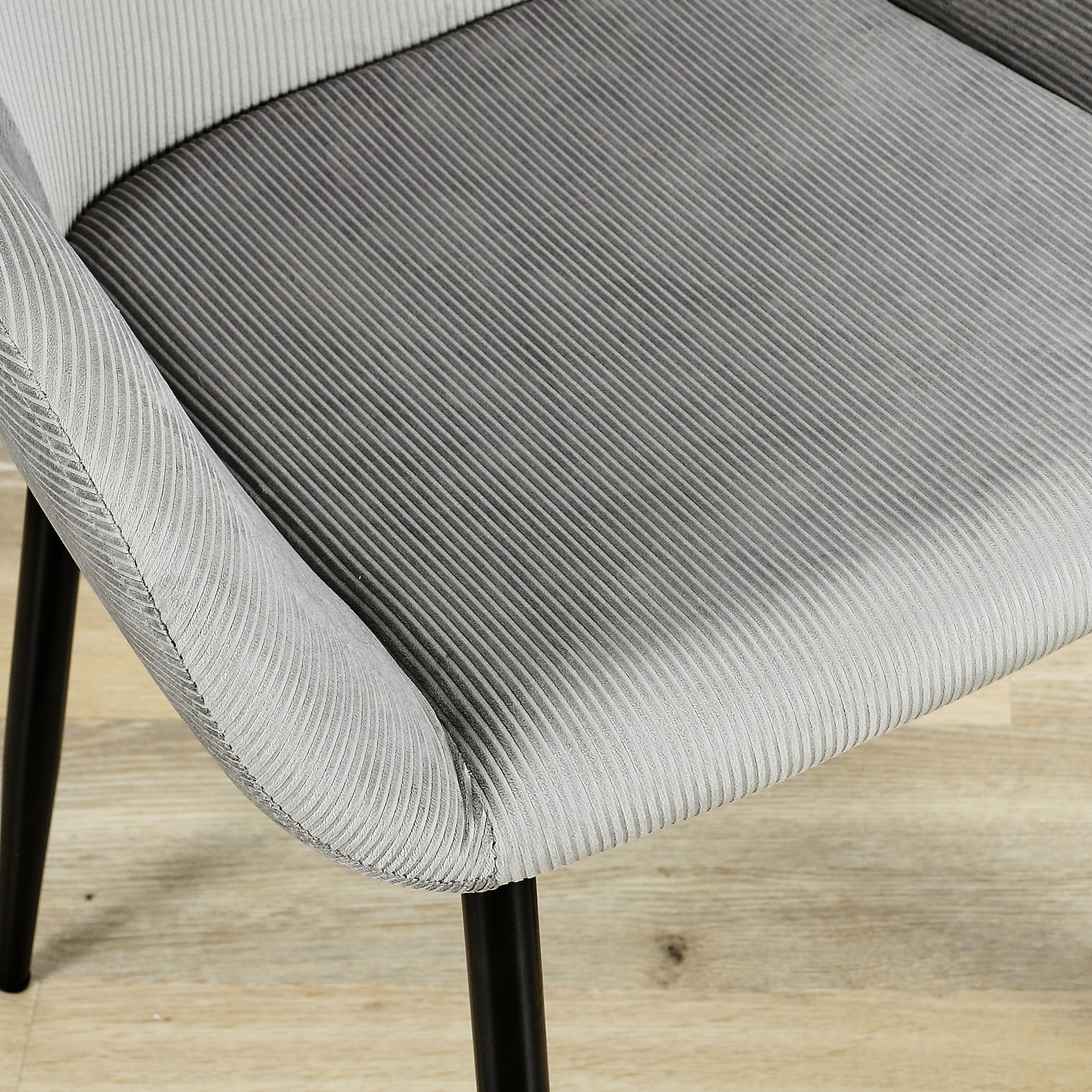 Fauteuil Giulia Gris Fonce Velours Cotele - Lot De 2