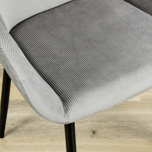 Fauteuil Giulia Gris Fonce Velours Cotele - Lot De 2