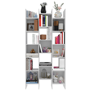 Libreria Marchina Design Cubico Scaffale Mensola Moderna Mobile per Libri con Ripiani per Soggiorno Salotto 192 x 96 x 25 cm Bianco Lucido