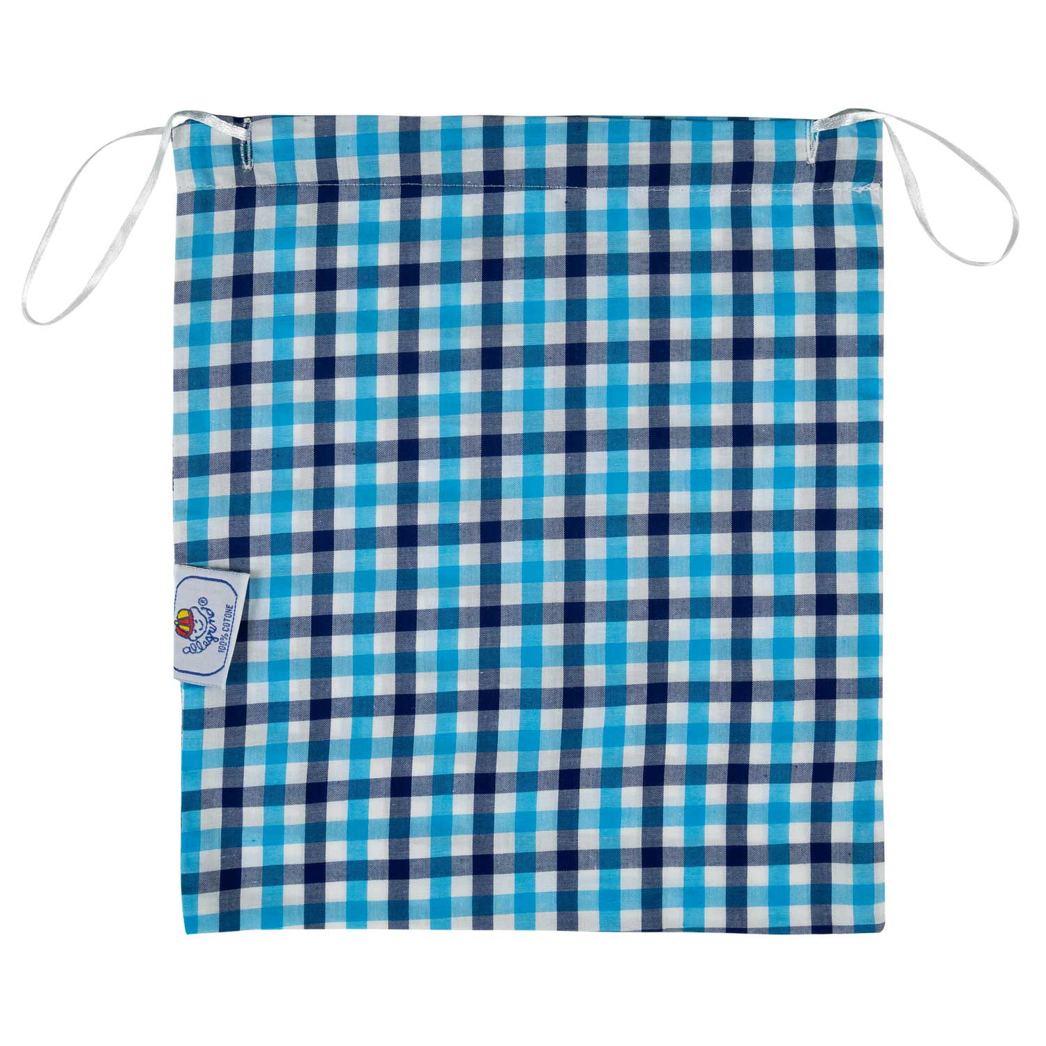 PIGIAMA ALLEGRINO in cotone quadro blu turchese e bianco