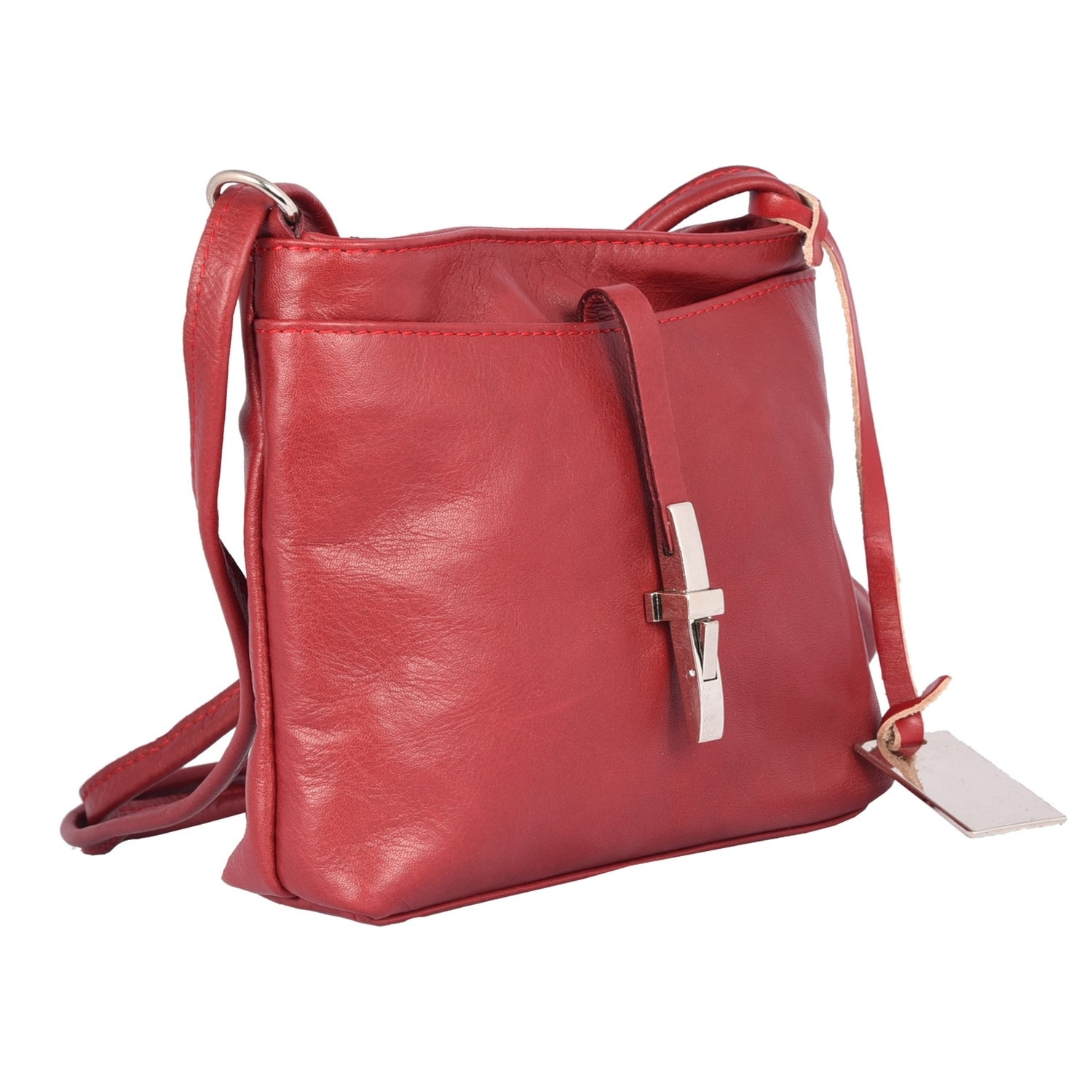 Borse Donna colore Rosso-in pelle Made in Italy 20x18x5cm