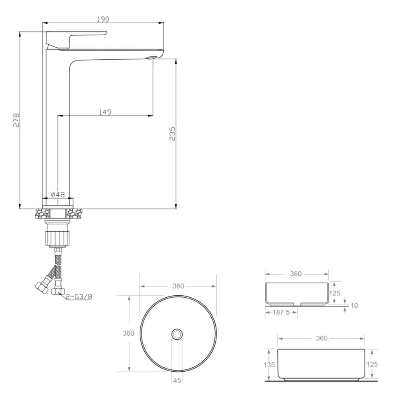 PixL 36 x 12,5 cm vasque à poser + Swiss Aqua Technologies Mood mitigeur lavabo XL + Ceramia PixL bonde (CEPX36GEMSAT285C)
