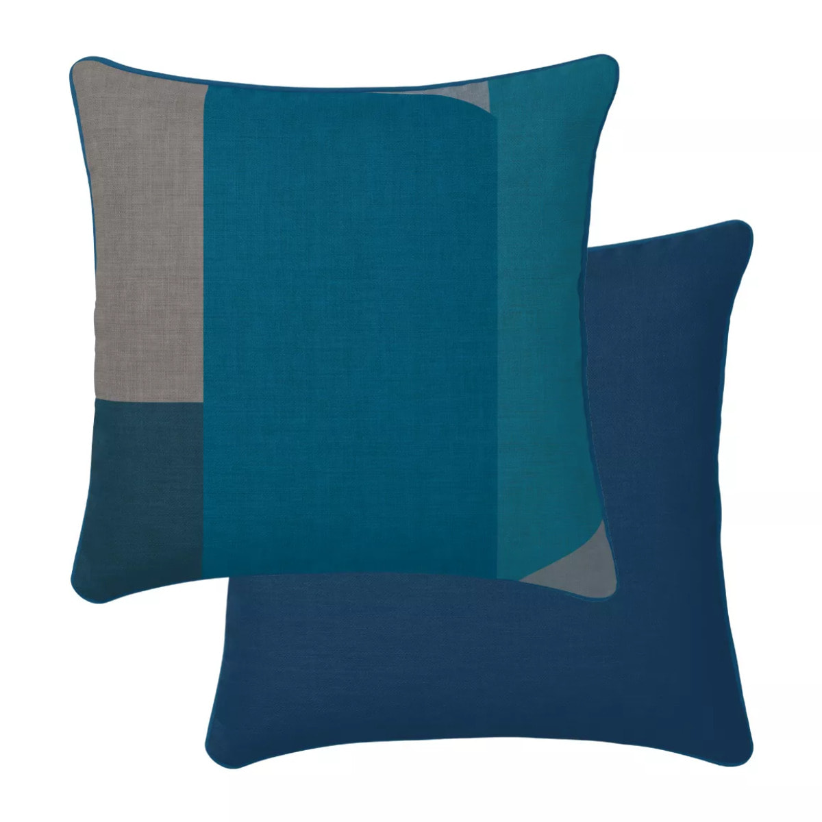 Lot h.couette +taies satin de coton imprimé bleu canard Livio petrole