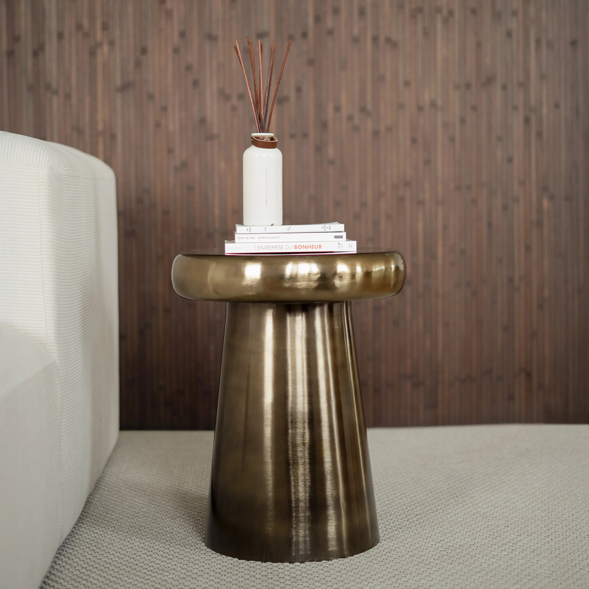 Table d'appoint ronde en métal doré D40 cm - Anouk