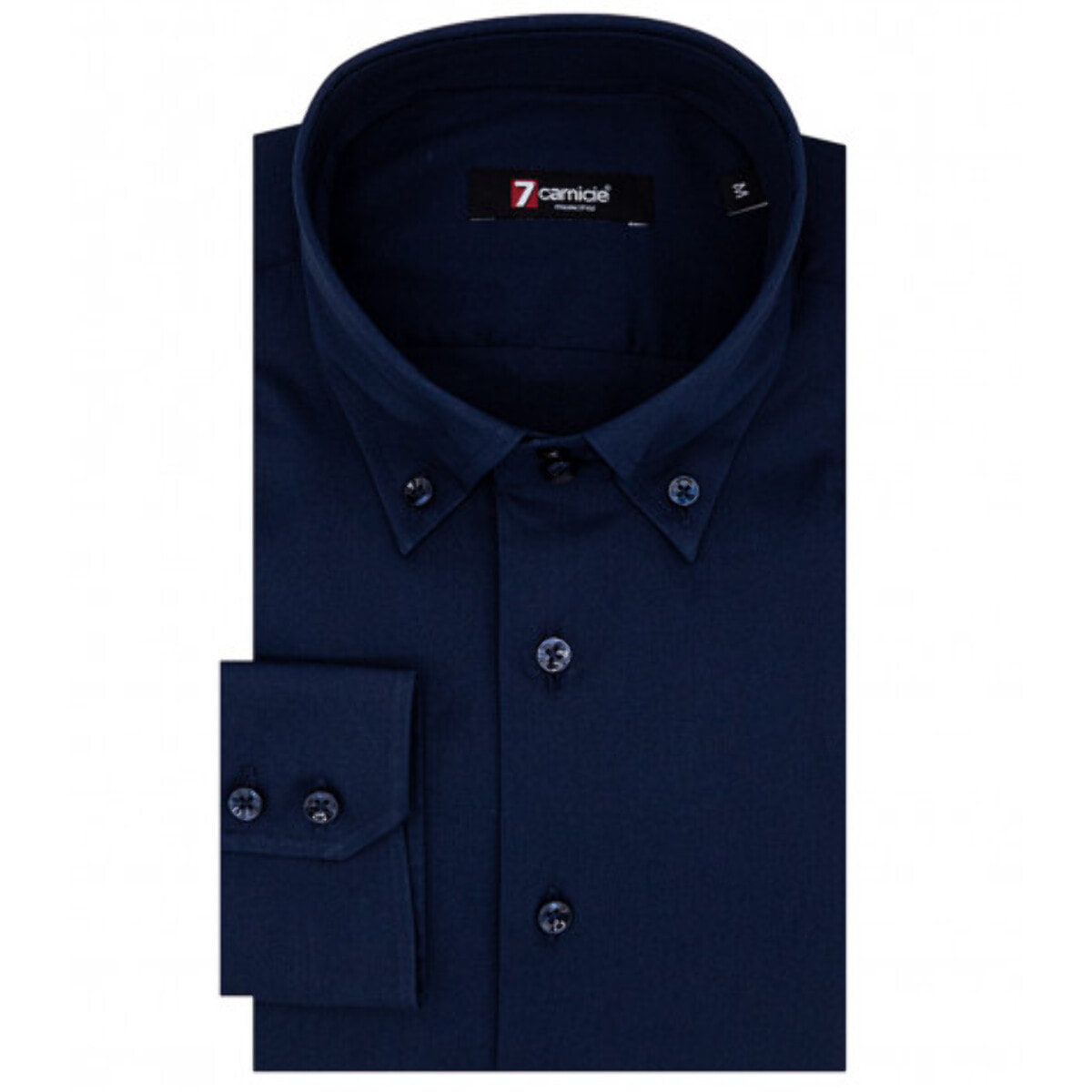 Camicia Uomo 2 Bottoni Button Down Slim Popeline Stretch Unito Blu