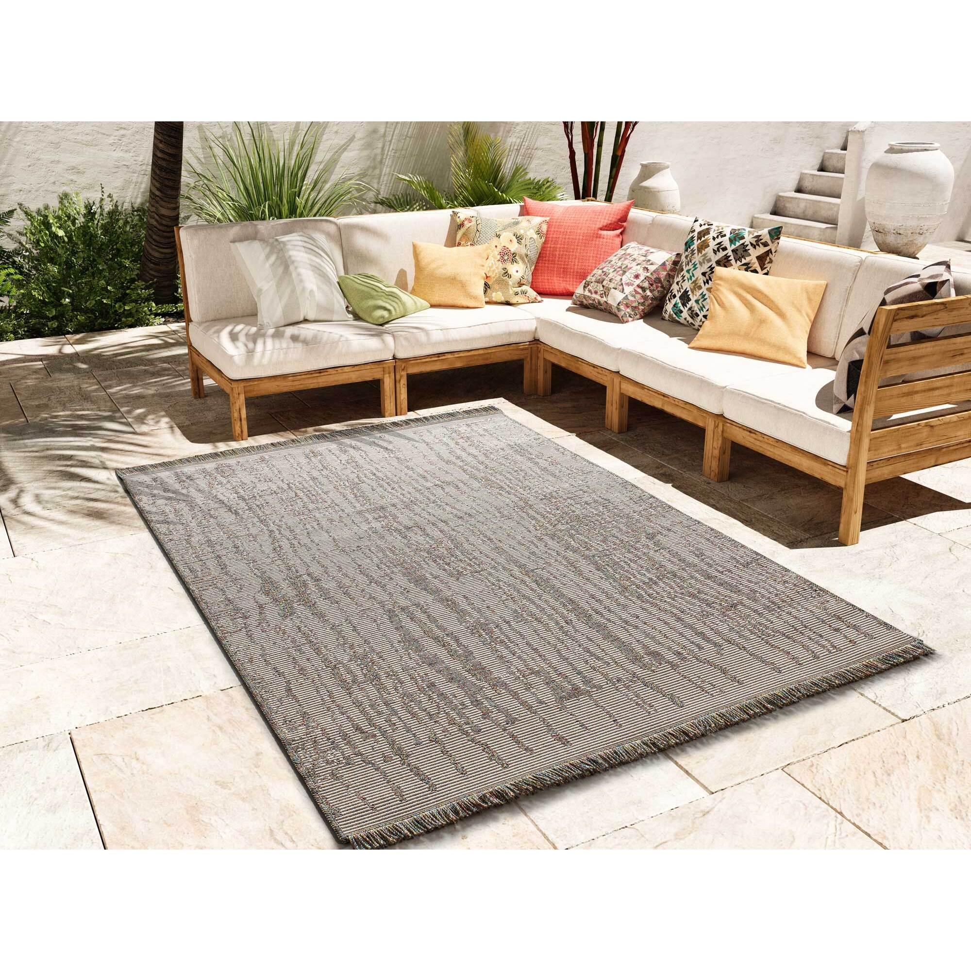 NIYA Alfombra étnica con flecos de exterior-interior multicolor, varias medidas disponibles