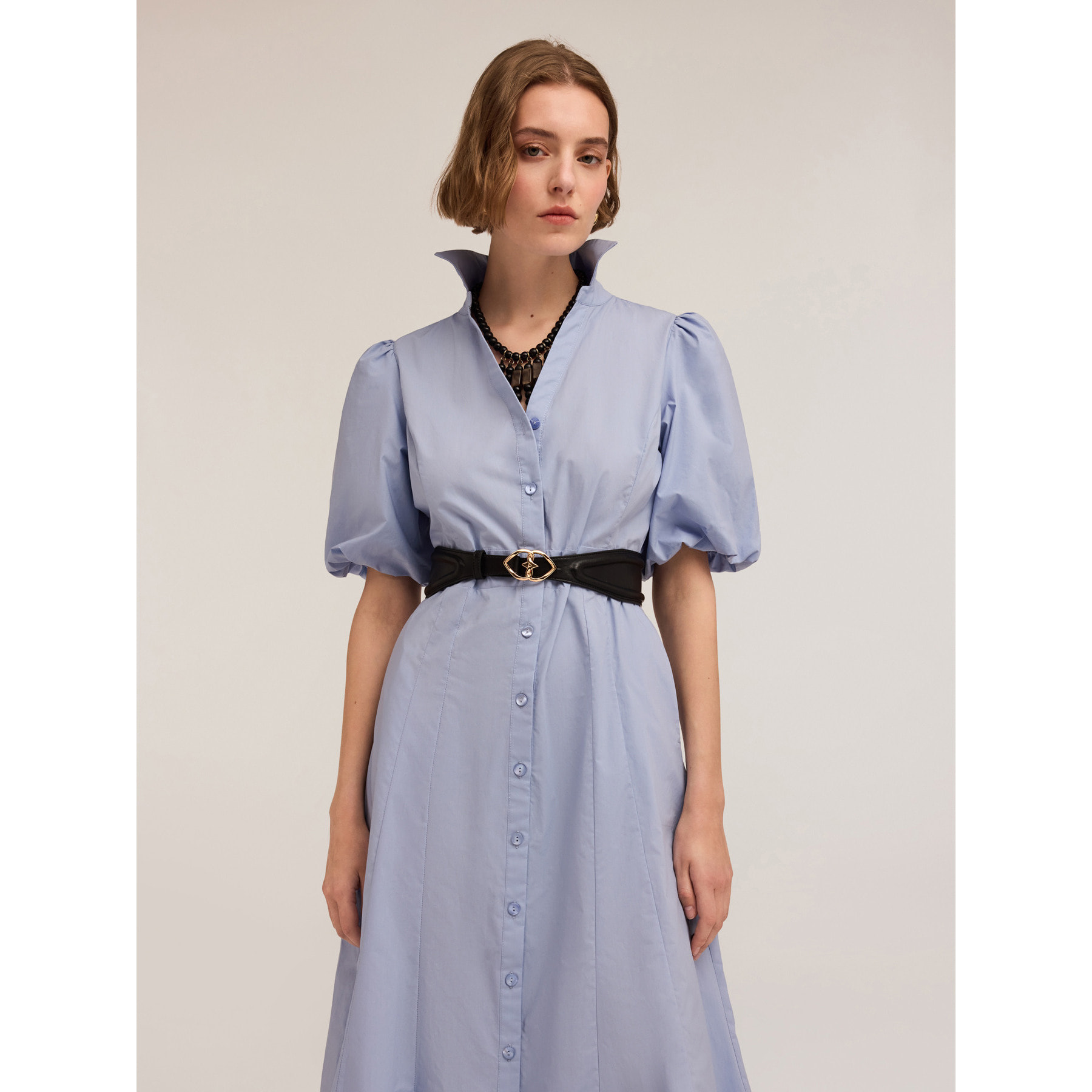 Motivi - Vestido camisero de popelina - Light - blue