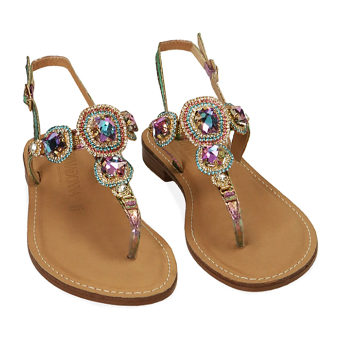 Sandalias planas con estampado de víbora rosa