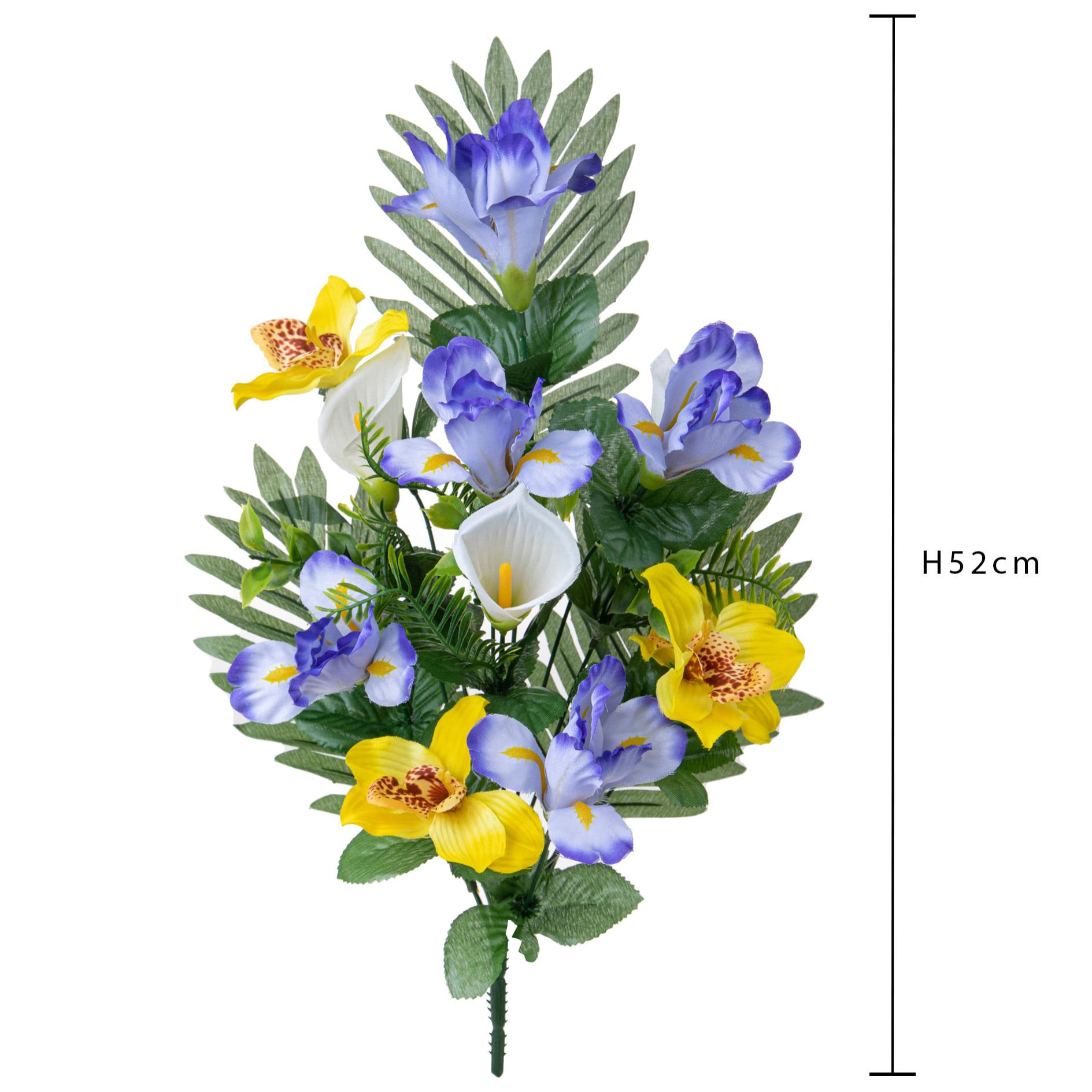 Frontale Iris/Calle 52 Cm - Pezzi 4 - 17X52X16cm - Colore: Blu - Bianchi Dino - Fiori Artificiali