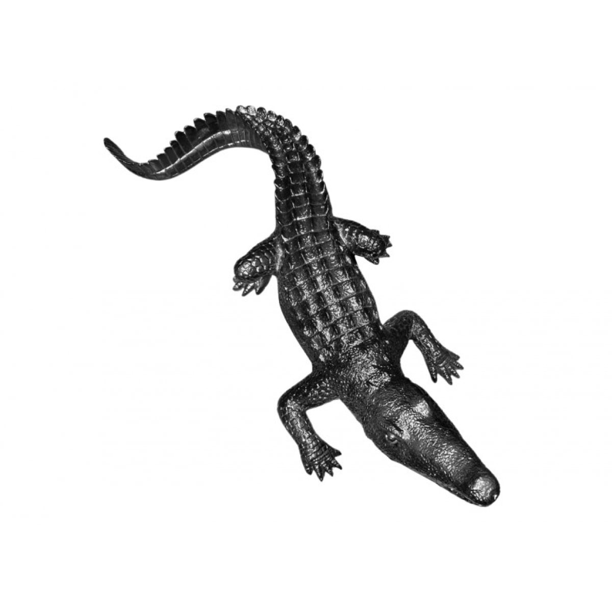 Statuette crocodile gris anthracite en résiné H15cm - CROCO