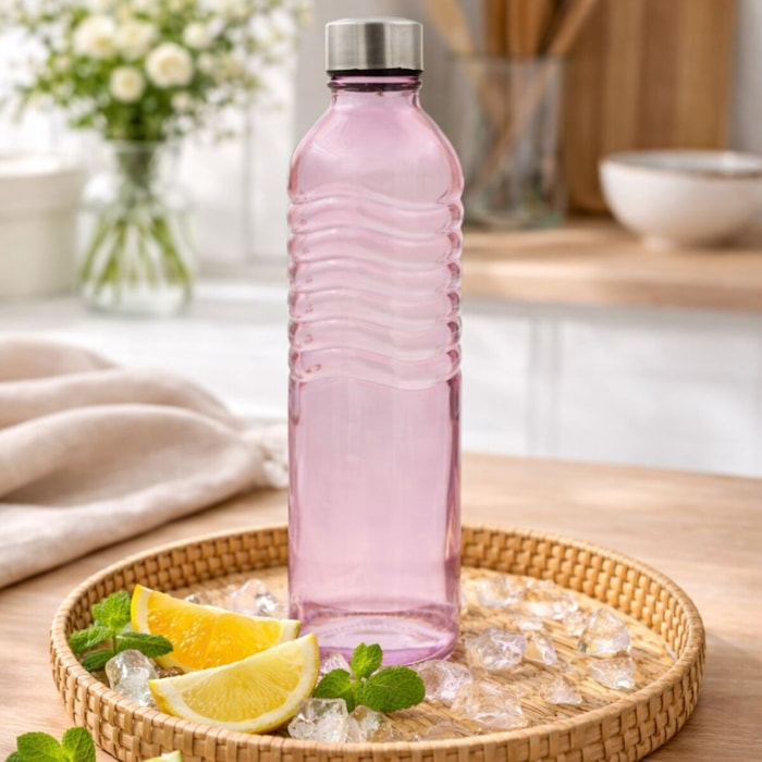 Bouteille rose en verre coloré, GLOUPOP