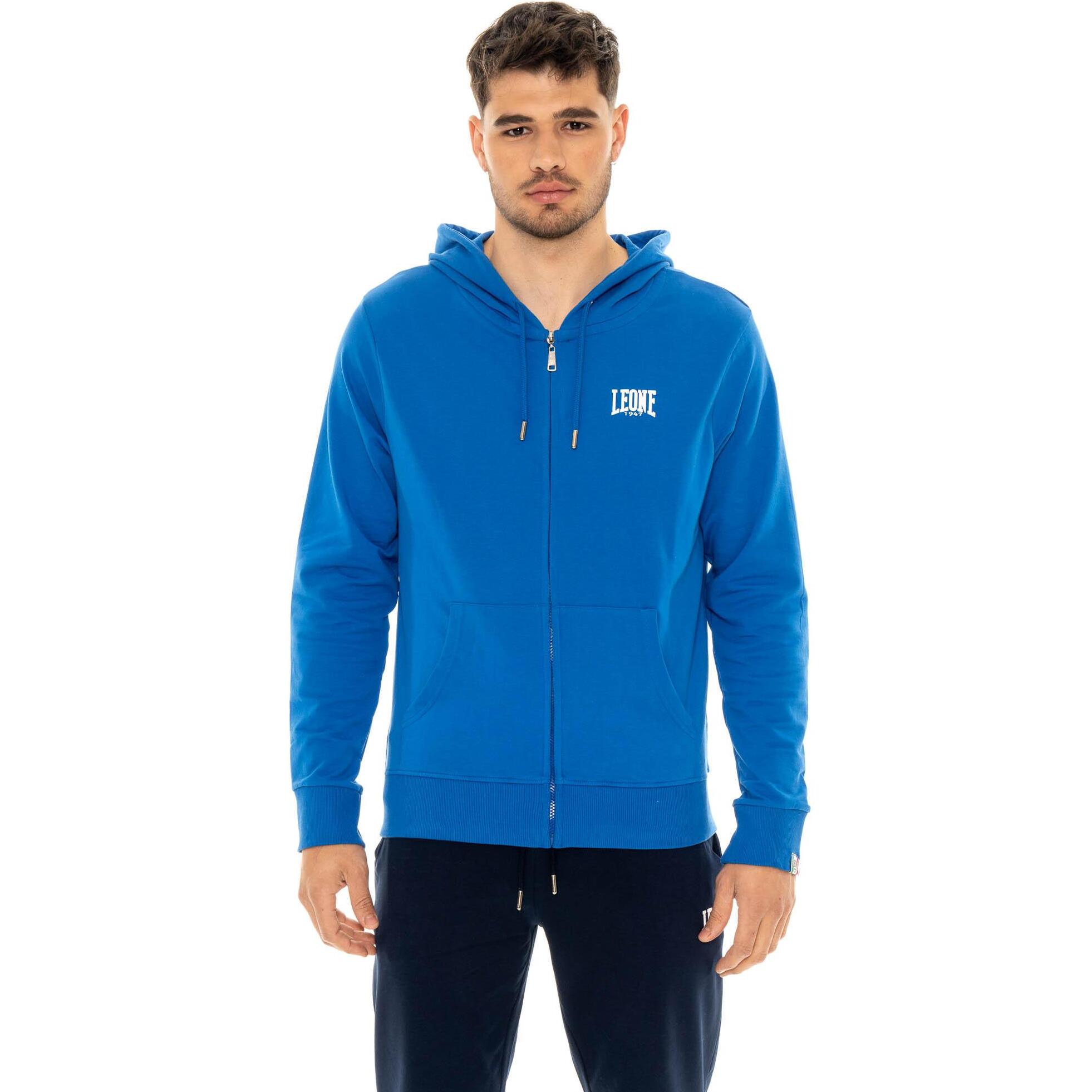 Felpa da uomo con cappuccio e zip non felpata Leone Basic