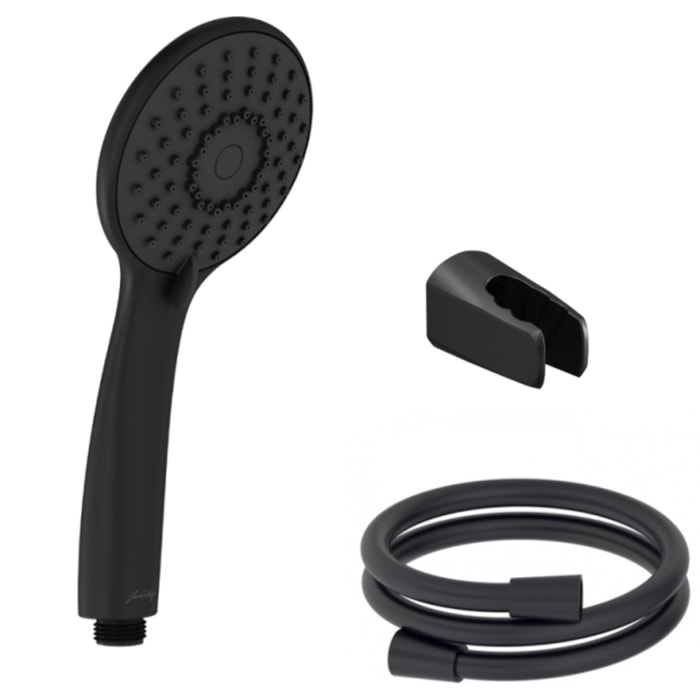 Pommeau de douche Juliette noir mat + flexible et support de douche noir mat
