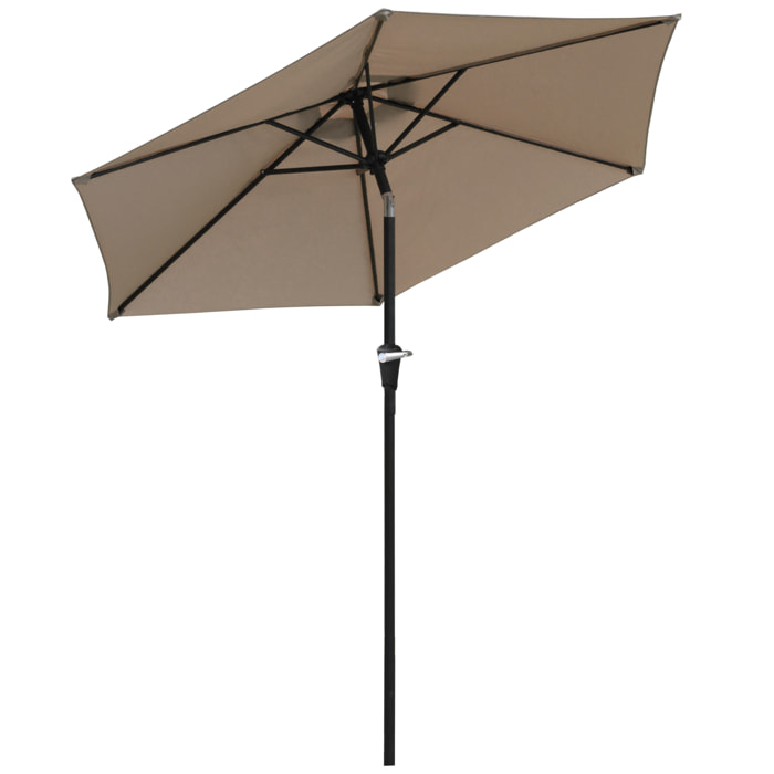 Outsunny Sombrilla de Jardín Ø230x216 cm Parasol de Terraza Basculante Apertura Manual Impermeable para Patio Piscina Caqui