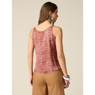 Oltre - Top in raso di viscosa fantasia - Rosa