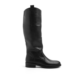 Stivale liscio con punta stondata - NERO